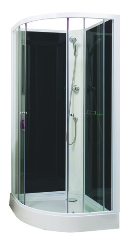 Cabine de douche Gena 80x80 cm quart de cercle - Verre trempé - Receveur ABS - Profilés blancs