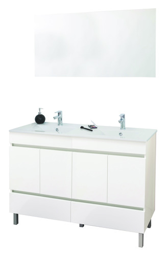 Meuble lavabo LANCELO blanc largeur 120cm à poser - Prix net livré chez vous