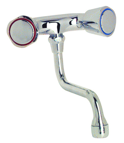 Robinet mélangeur d'évier mural chrome - entraxe spécial 80mm