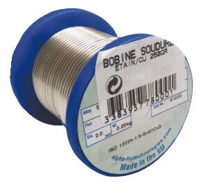 Soudure étain 97% cuivre 3% Plein 250g Ø 2 mm