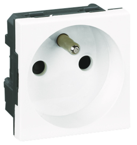 Prise simple 2P T connexion bornes automatiques Blanc Mosaic Legrand