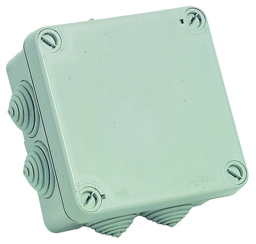 Boîte carrée 7 embouts à entrée directe Plexo 80x80x45 couvercle enclipsable