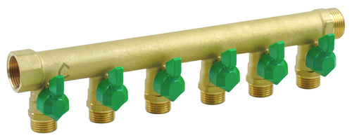 Collecteur mâle-femelle 3/4'' (20/27), 6 départs mâle 1/2'' (15/21), pour sanitaire et chauffage - Somatherm