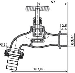 Robinet d'arrêt mâle mâle 26x34 gaz à patte