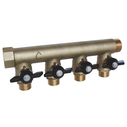 Collecteur mâle-femelle 3/4'' (20/27), 4 départs mâle 1/2'' (15/21), DN 15, pour sanitaire et chauffage - Somatherm