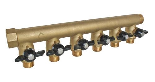 Collecteur mâle-femelle 3/4'' (20/27), 6 départs mâle 1/2'' (15/21), DN 15, pour sanitaire et chauffage - Somatherm