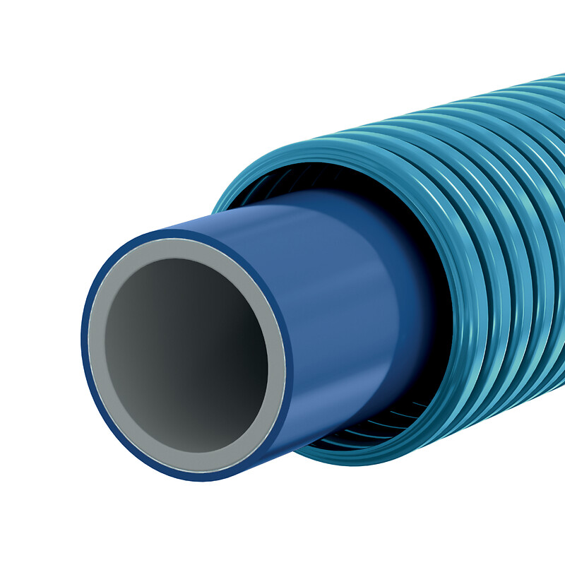 Tube PER gainé bleu Ø25 - longueur 50 m - Comap