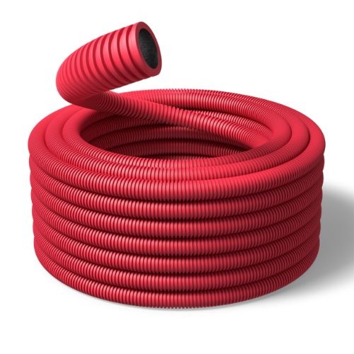 Gaine Thermorétractable Rouge - Diamètre 40mm - Longueur 25 M - Pour Regroupement Et Protection De Câbles