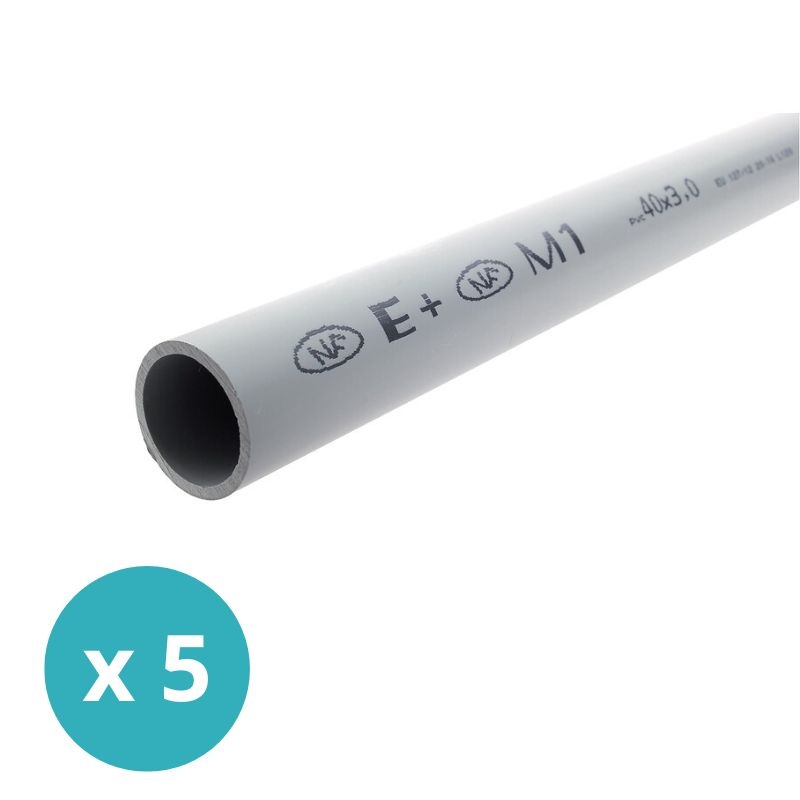 Lot de 5 tubes PVC gris L=4m Ø100mm NF