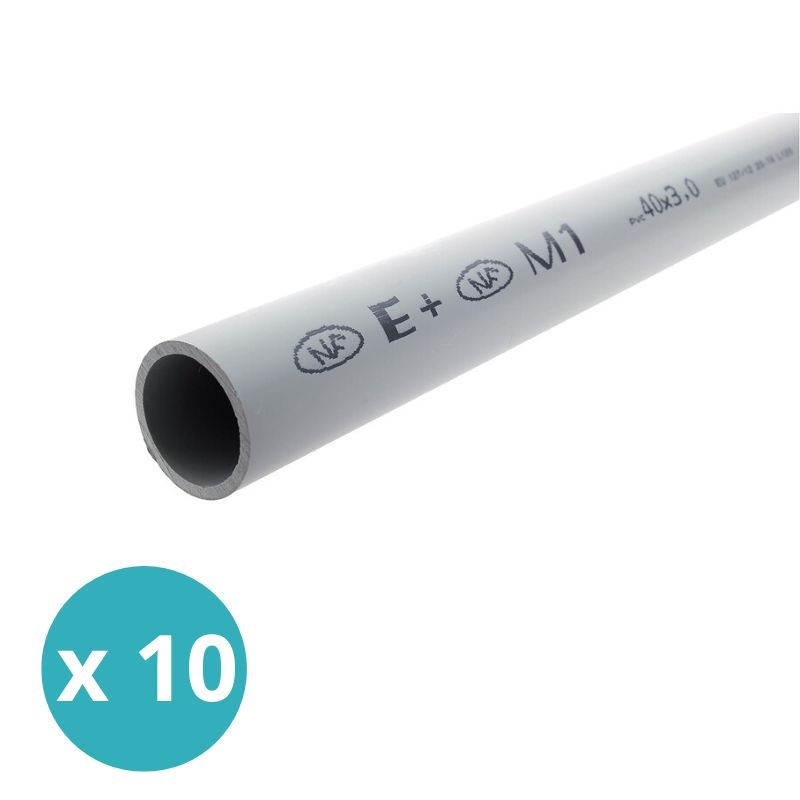 Lot de 10 tubes PVC gris L=4m Ø40mm NF