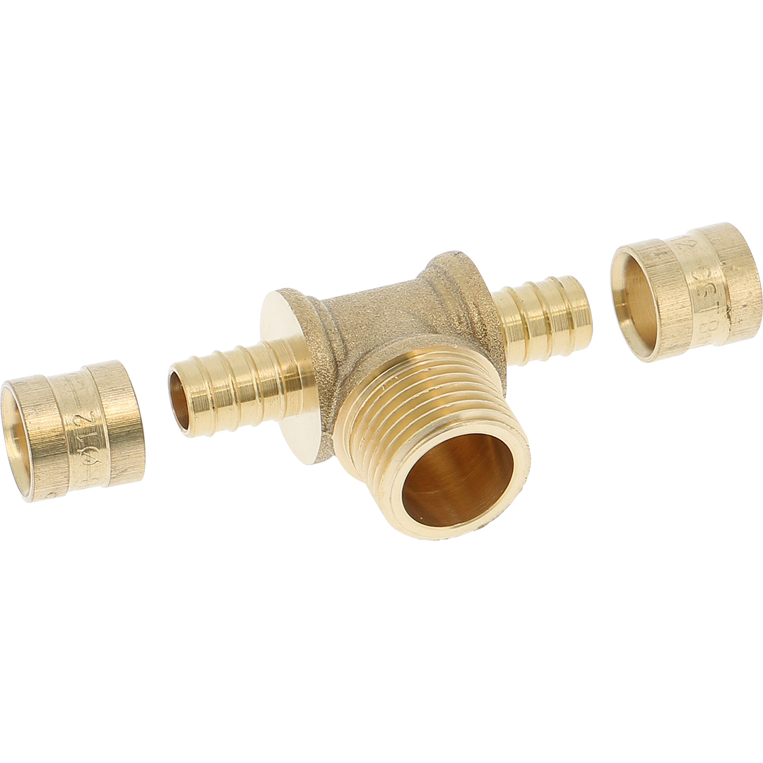 Lot de 10 tés PER à glissement Ø20 et centre mâle 1/2'' (15/21) - Somatherm