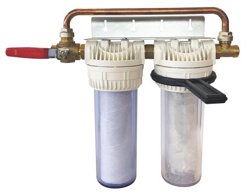 Station complète de filtration d'eau  - Anti-impuretés et anticalcaire - Duplex OnePhos, Aquawater