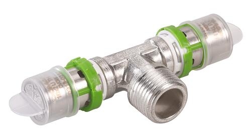 Té multicouche à sertir Ø20 - centre mâle 1/2'' (15/21) - Comap