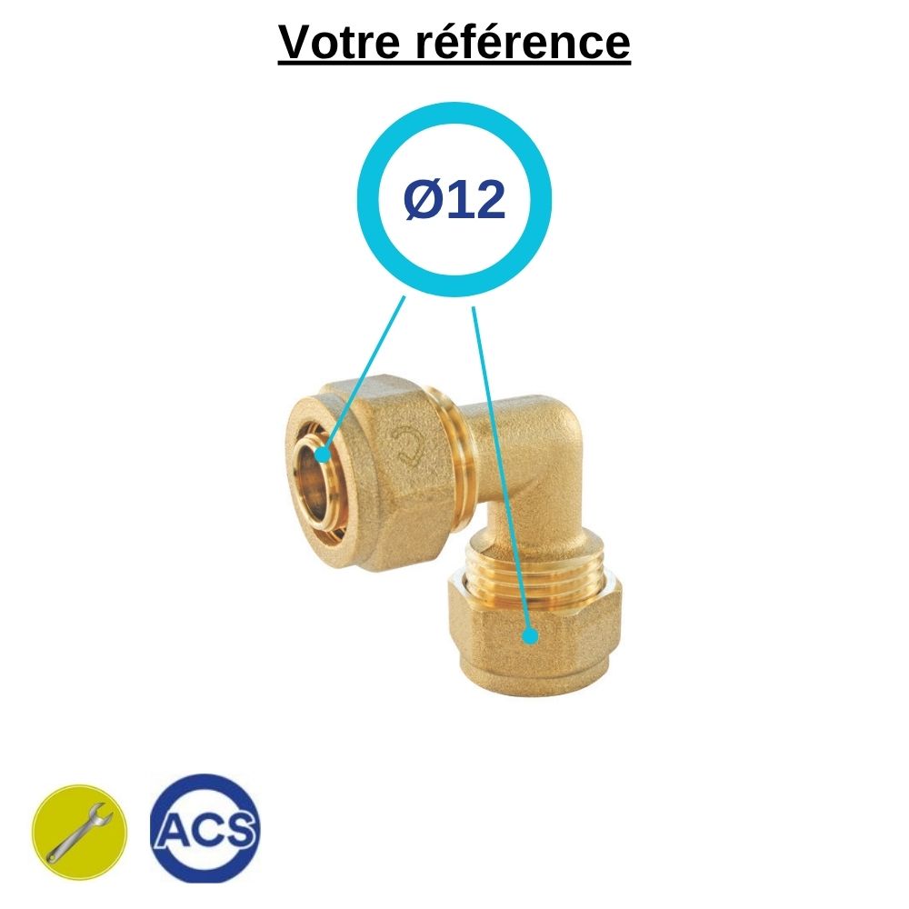 Coude égal PER à compression Ø12 - Somatherm