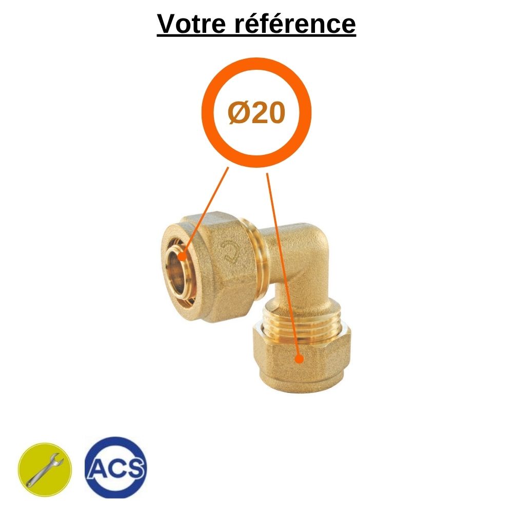Coude égal PER à compression Ø20 - Somatherm