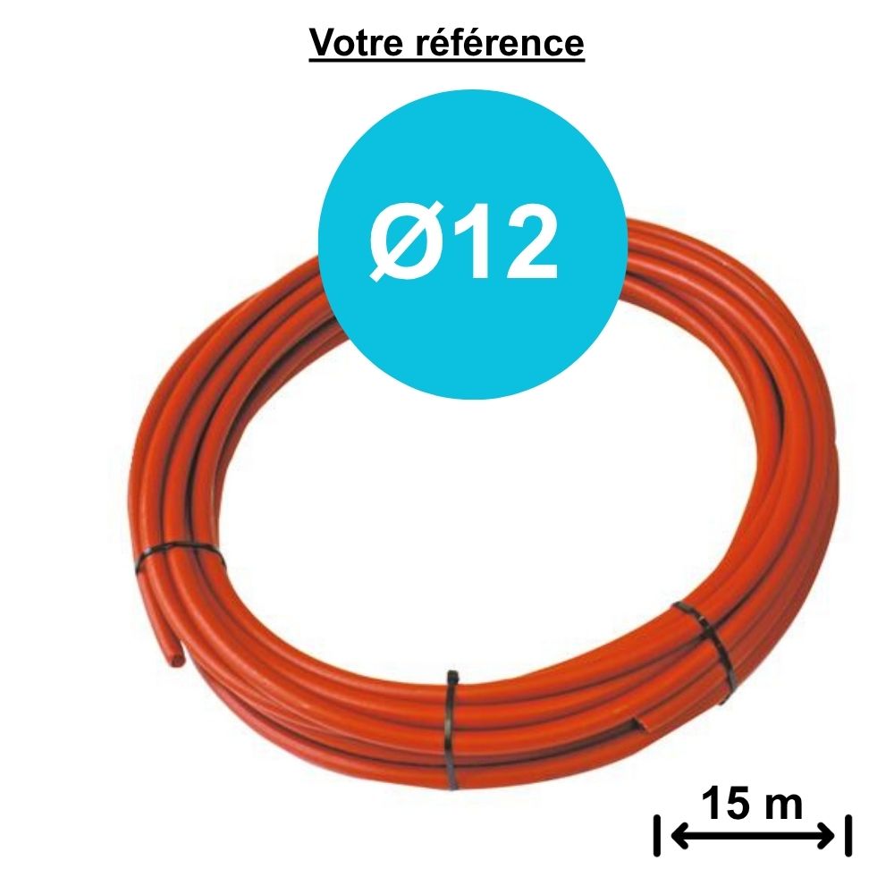 Tube PER nu rouge Ø12 - longueur 15 m - Somatherm
