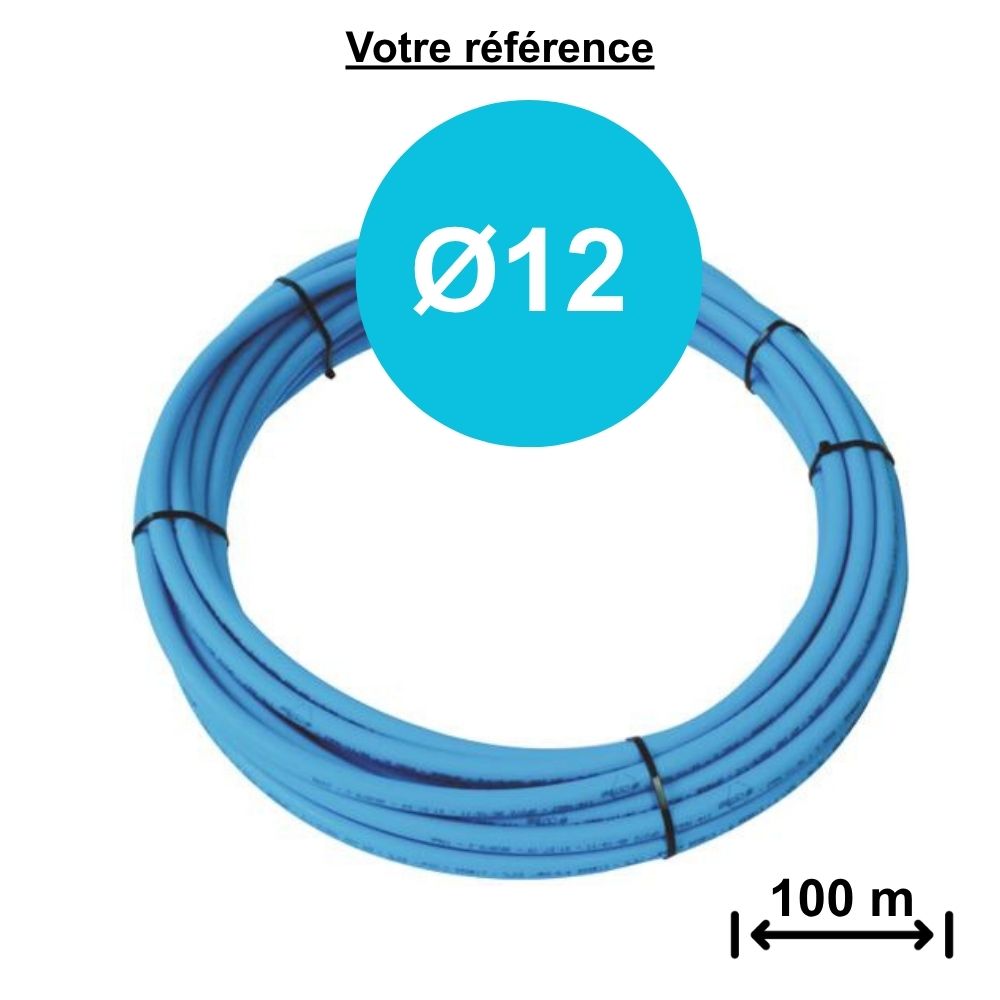 Tube PER nu bleu Ø12 - longueur 100 m - Somatherm