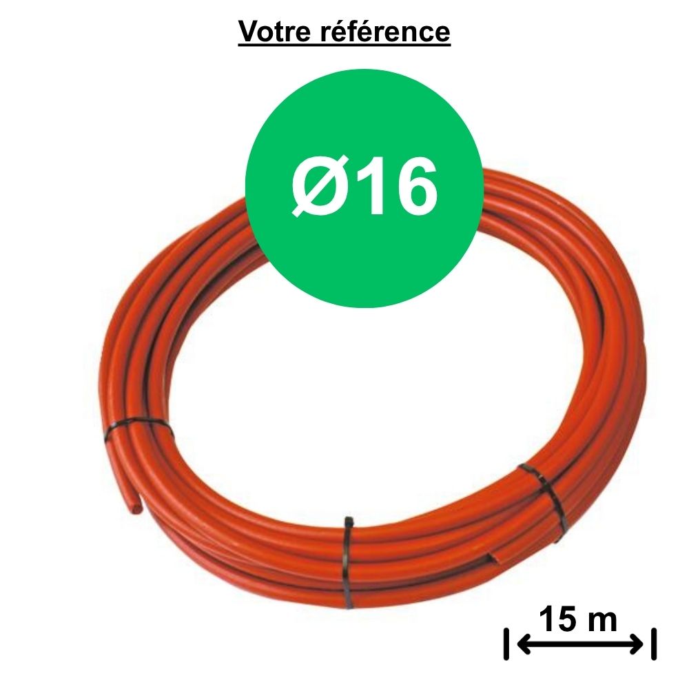 Tube PER nu rouge Ø16 - longueur 15 m - Somatherm