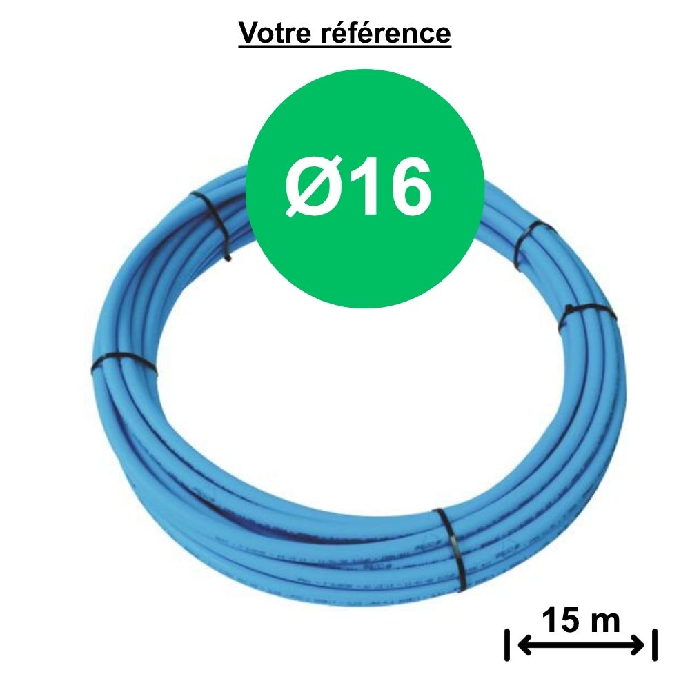 Tube PER nu bleu Ø16 - longueur 15 m - Somatherm