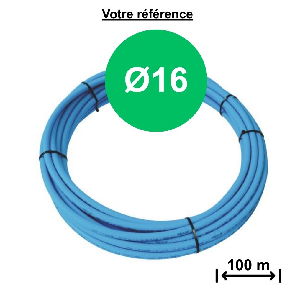 Tube PER nu bleu Ø16 - longueur 100 m - Somatherm