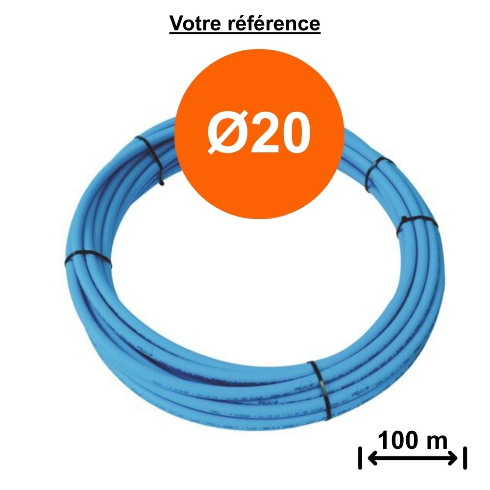 Tube PER nu bleu Ø20 - longueur 100 m - Somatherm