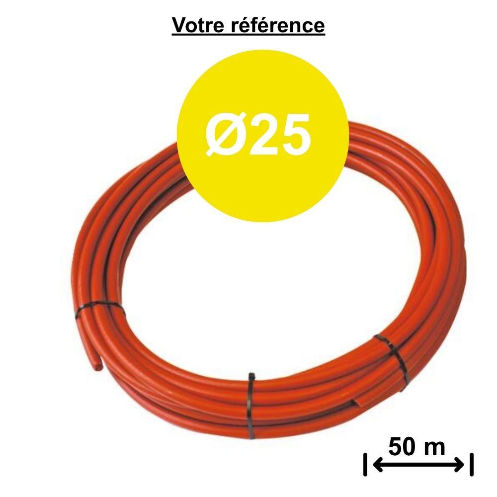 Tube PER nu rouge Ø25 - longueur 50 m - Somatherm