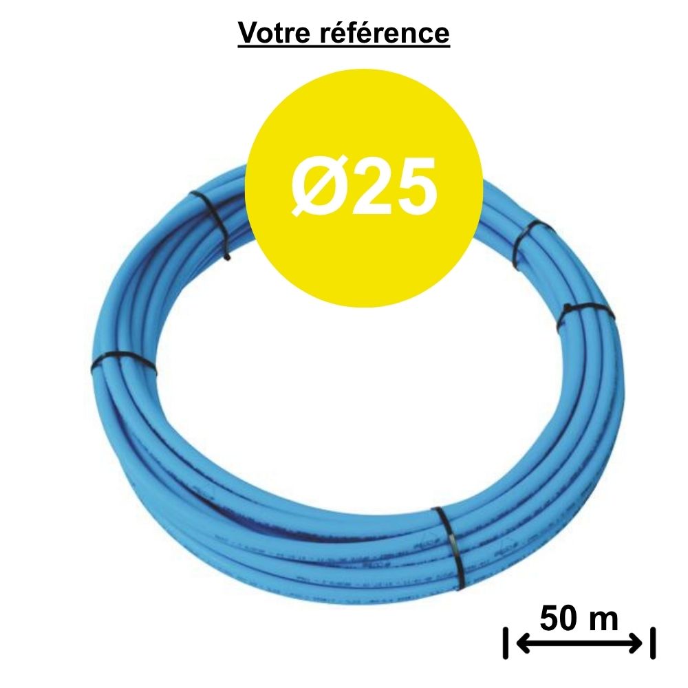 Tube PER nu bleu Ø25 - longueur 50 m - Somatherm