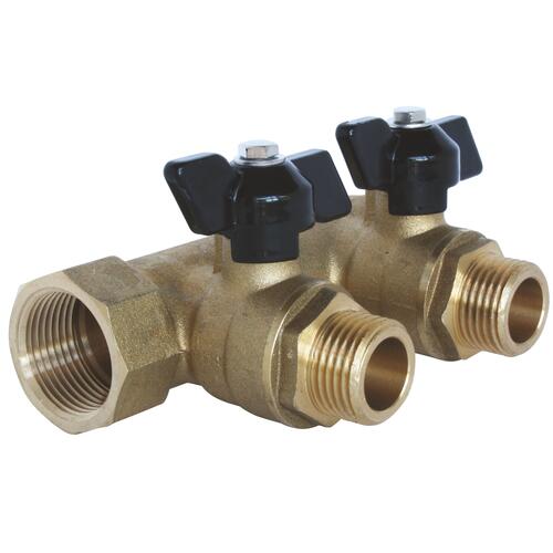 Collecteur mâle-femelle 3/4'' (20/27), 2 départs mâle 1/2'' (15/21), DN 15, pour sanitaire et chauffage - Somatherm