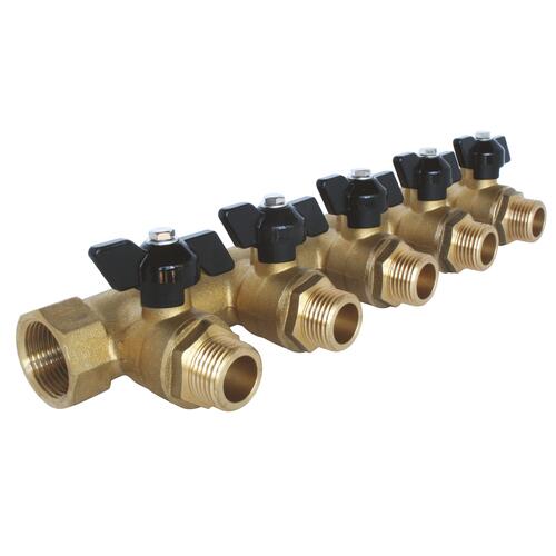 Collecteur mâle-femelle 3/4'' (20/27), 5 départs mâle 1/2'' (15/21), DN 15, pour sanitaire et chauffage - Somatherm