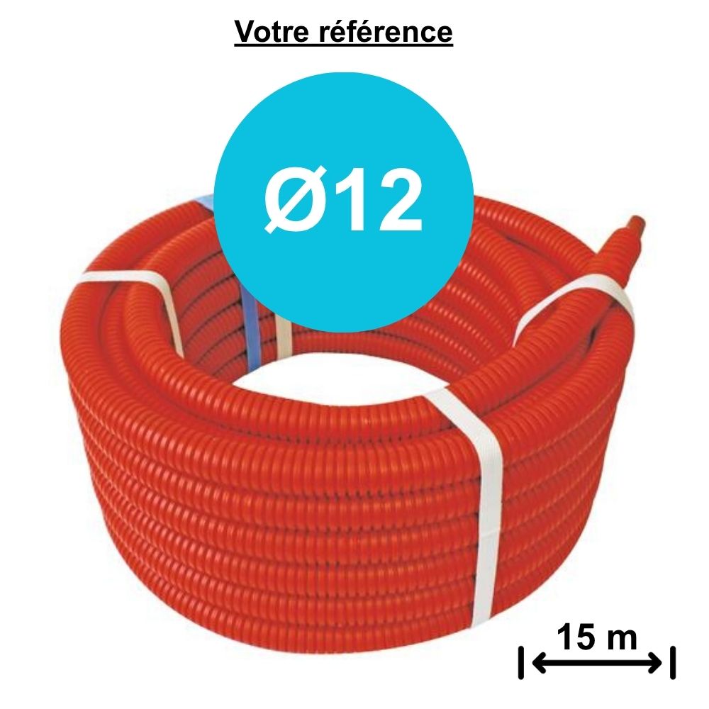 Tube PER gainé rouge Ø12 - longueur 15 m - Somatherm