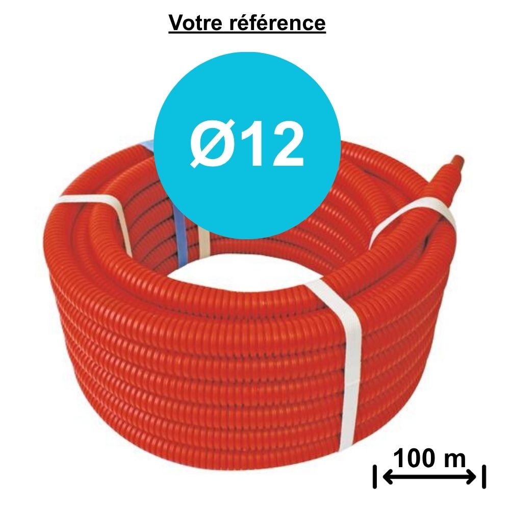 Tube PER gainé rouge Ø12 - longueur 100 m - Somatherm