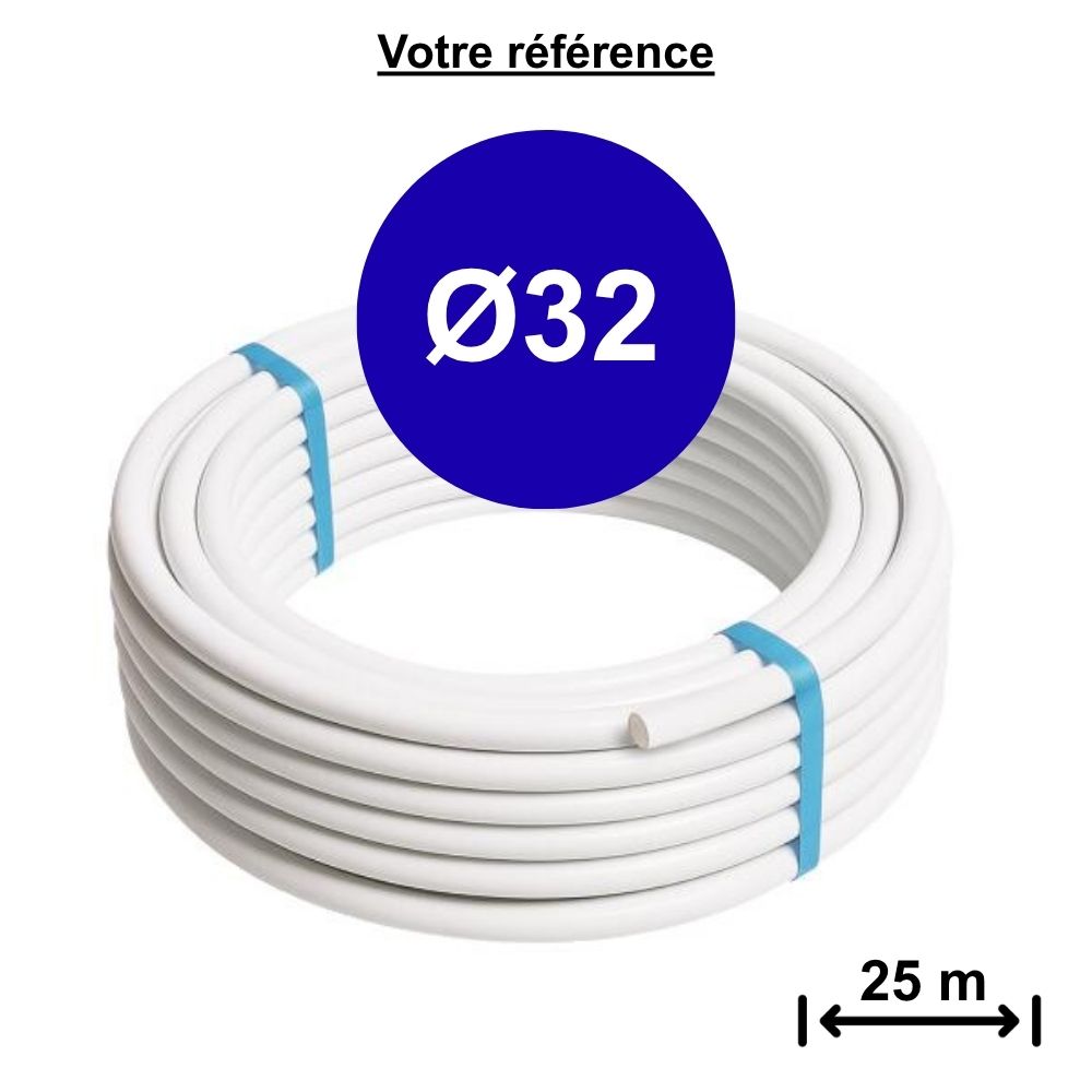 Tube multicouche nu blanc Ø32 - longueur 25 m - Somatherm