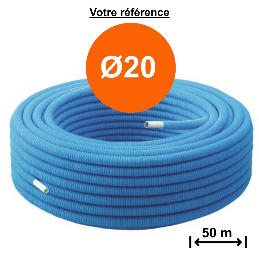 Tube multicouche gainé bleu Ø20 - longueur 50 m - Somatherm