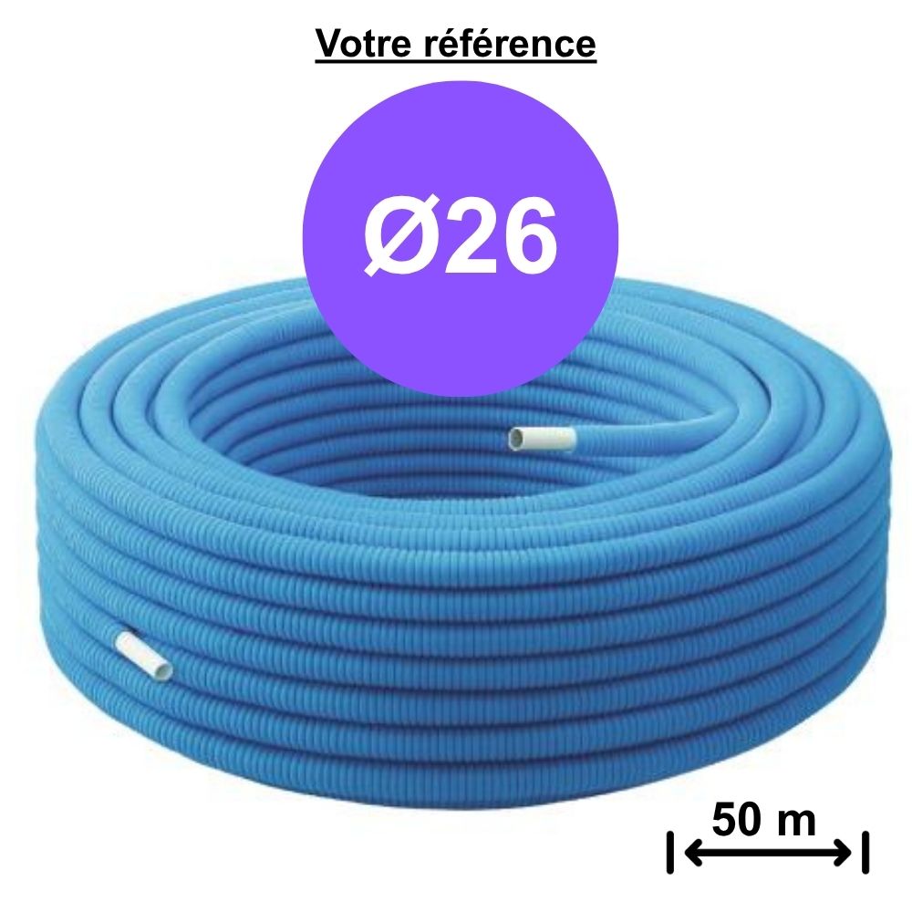 Tube multicouche gainé bleu Ø26 - longueur 50 m - Somatherm