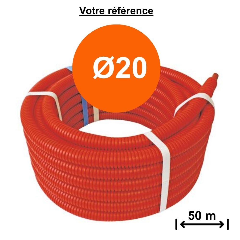 Tube PER gainé rouge Ø20 - longueur 50 m - Somatherm