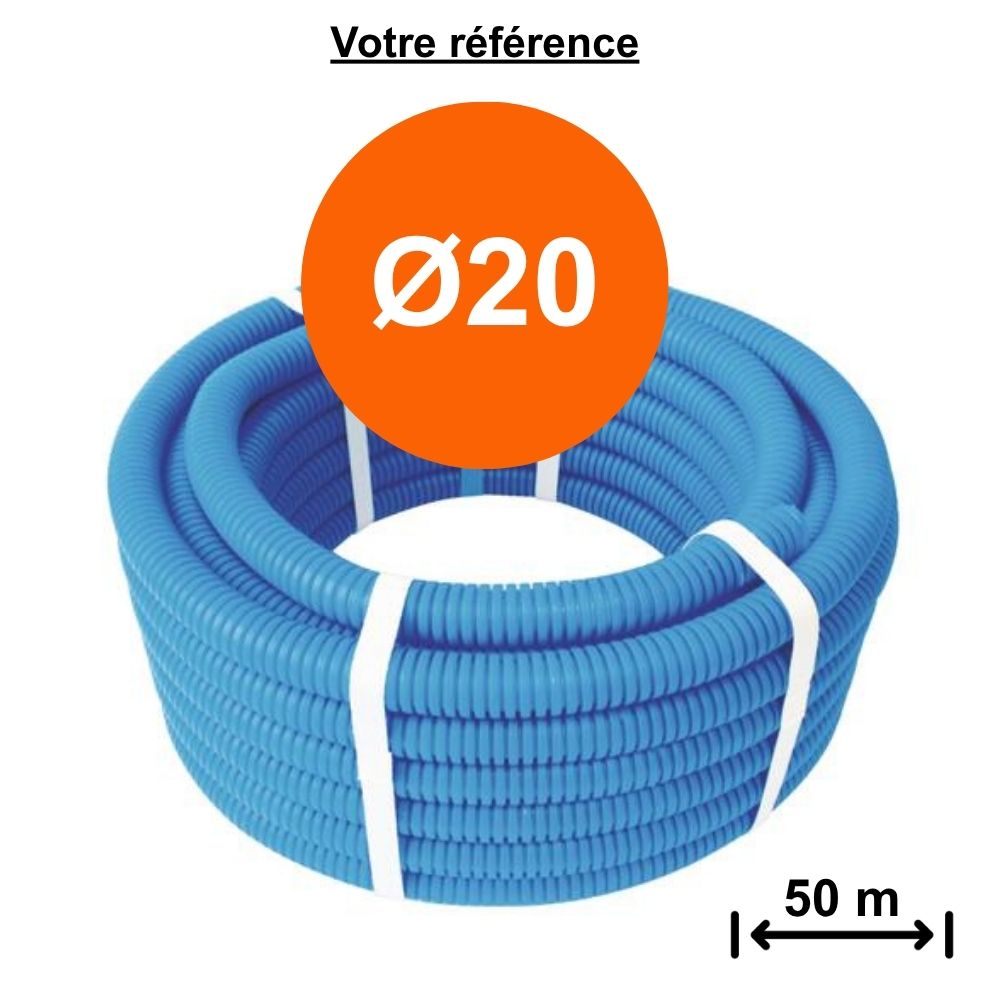 Tube PER gainé bleu Ø20 - longueur 50 m - Somatherm