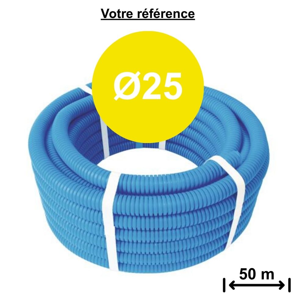 Tube PER gainé bleu Ø25 - longueur 50 m - Somatherm