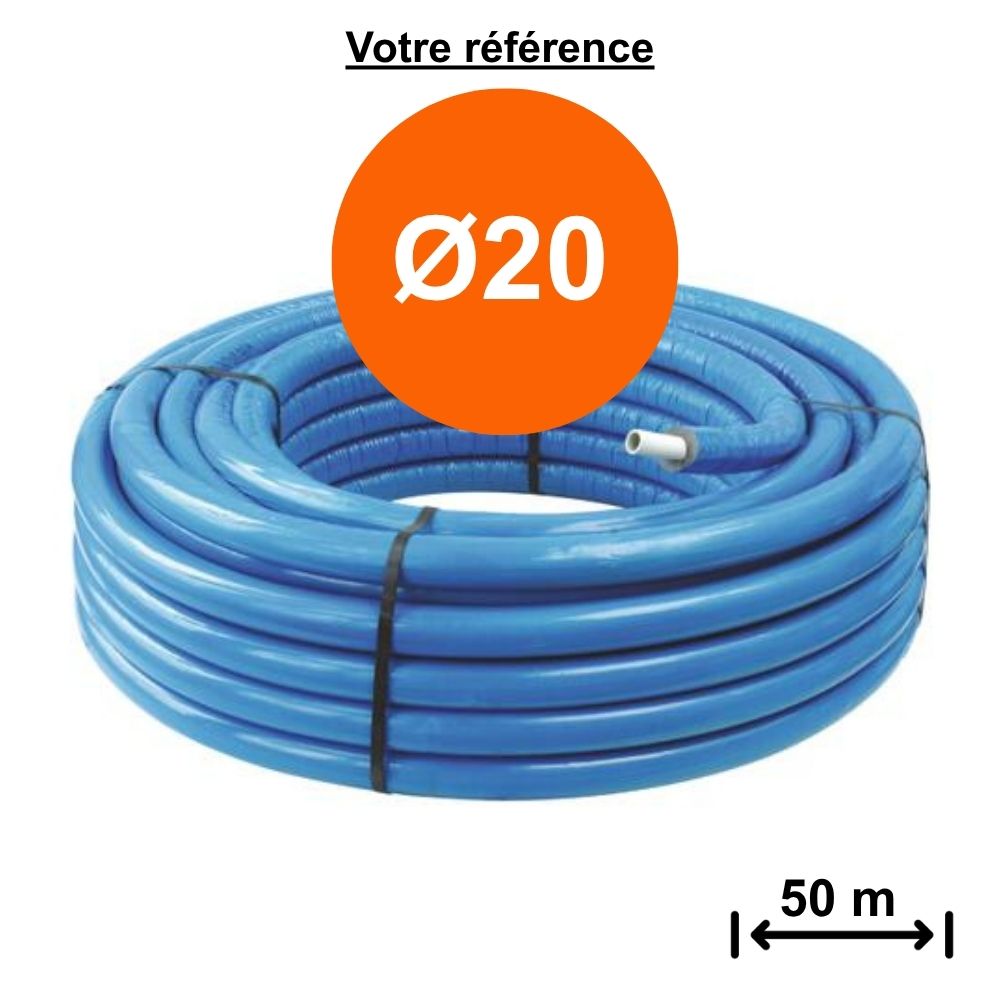 Tube multicouche isolé bleu Ø20 - longueur 50 m - Somatherm