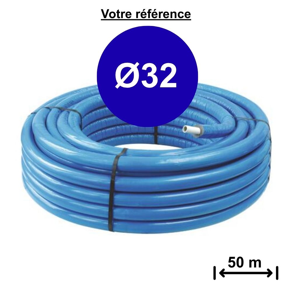 Tube multicouche isolé bleu Ø32 - longueur 50 m - Somatherm