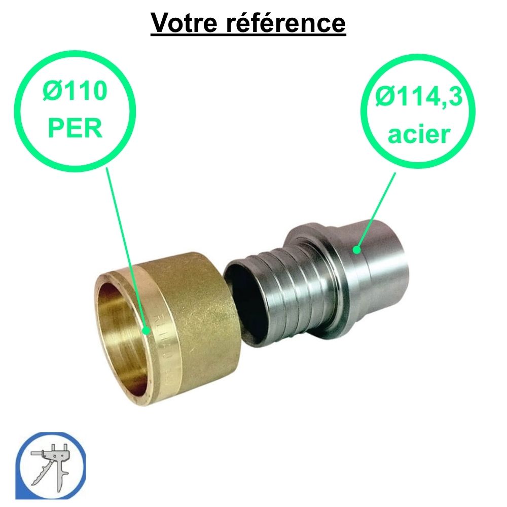 Adaptateur PER à glissement Ø110 avec tube acier Ø114,3 - RESOvert