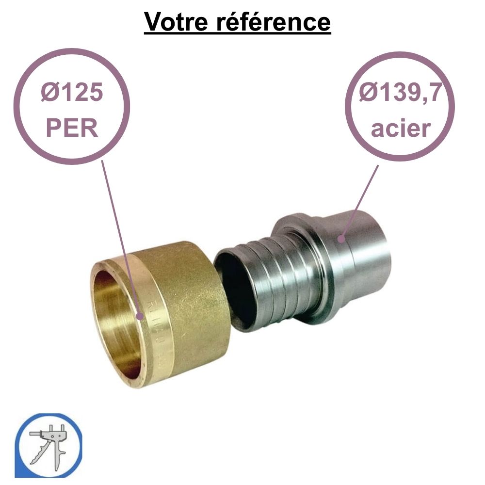 Adaptateur PER à glissement Ø125 avec tube acier Ø139,7 - RESOvert