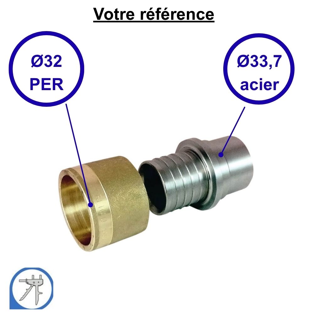 Adaptateur PER à glissement Ø32 avec tube acier Ø33,7 - RESOvert