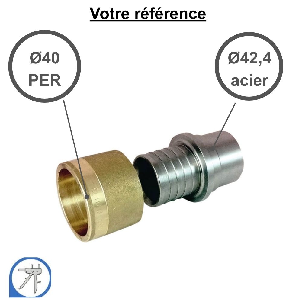 Adaptateur PER à glissement Ø40 avec tube acier Ø42,4 - RESOvert