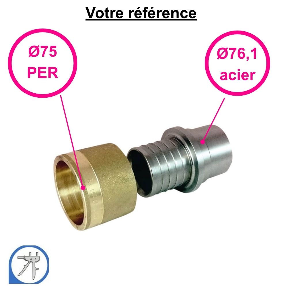 Adaptateur PER à glissement Ø75 avec tube acier Ø76,1 - RESOvert