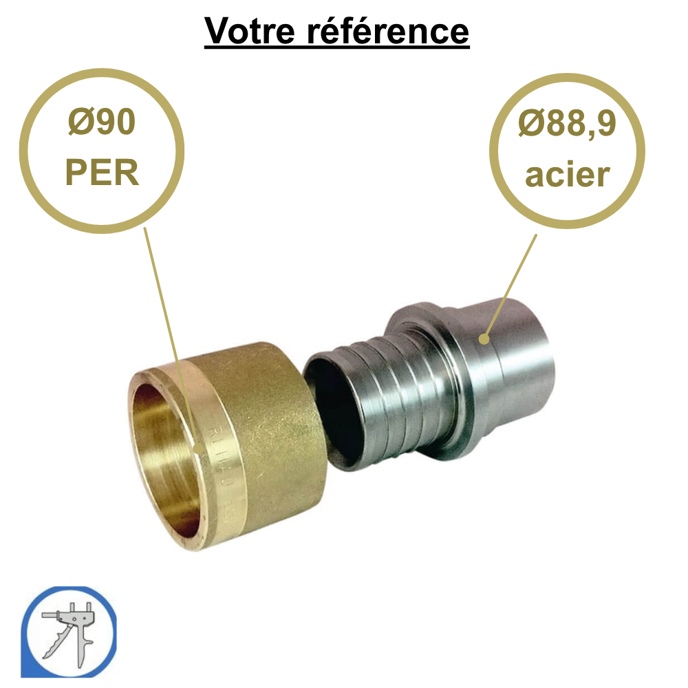 Adaptateur PER à glissement Ø90 avec tube acier Ø88,9 - RESOvert