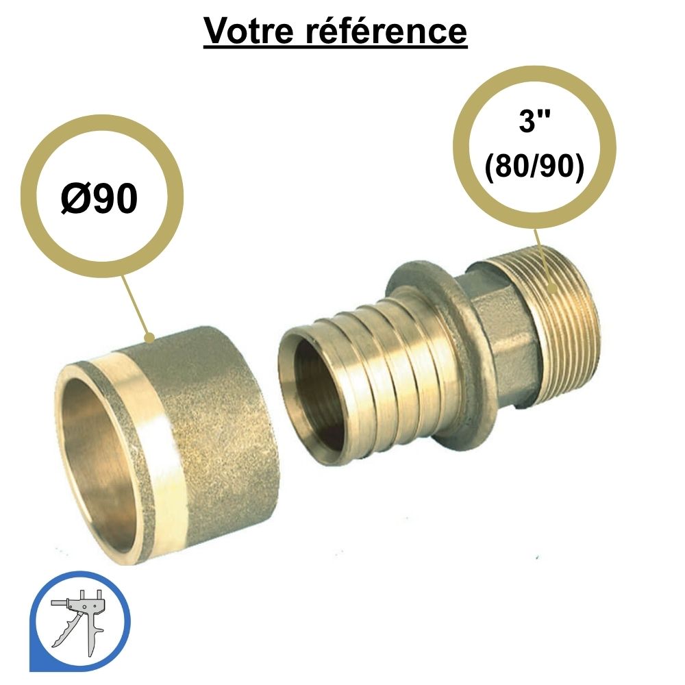 Raccord PER droit à glissement Ø90 - mâle 3'' (80/90) - RESOvert