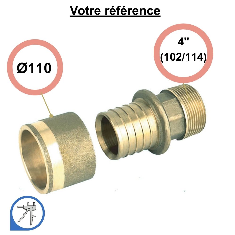 Raccord PER droit à glissement Ø110 - mâle 4'' (102/114) - RESOvert