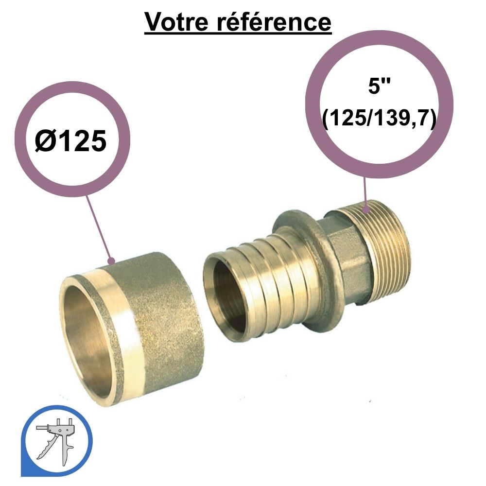 Raccord PER droit à glissement Ø125 - mâle 5'' (125/139,7) - RESOvert