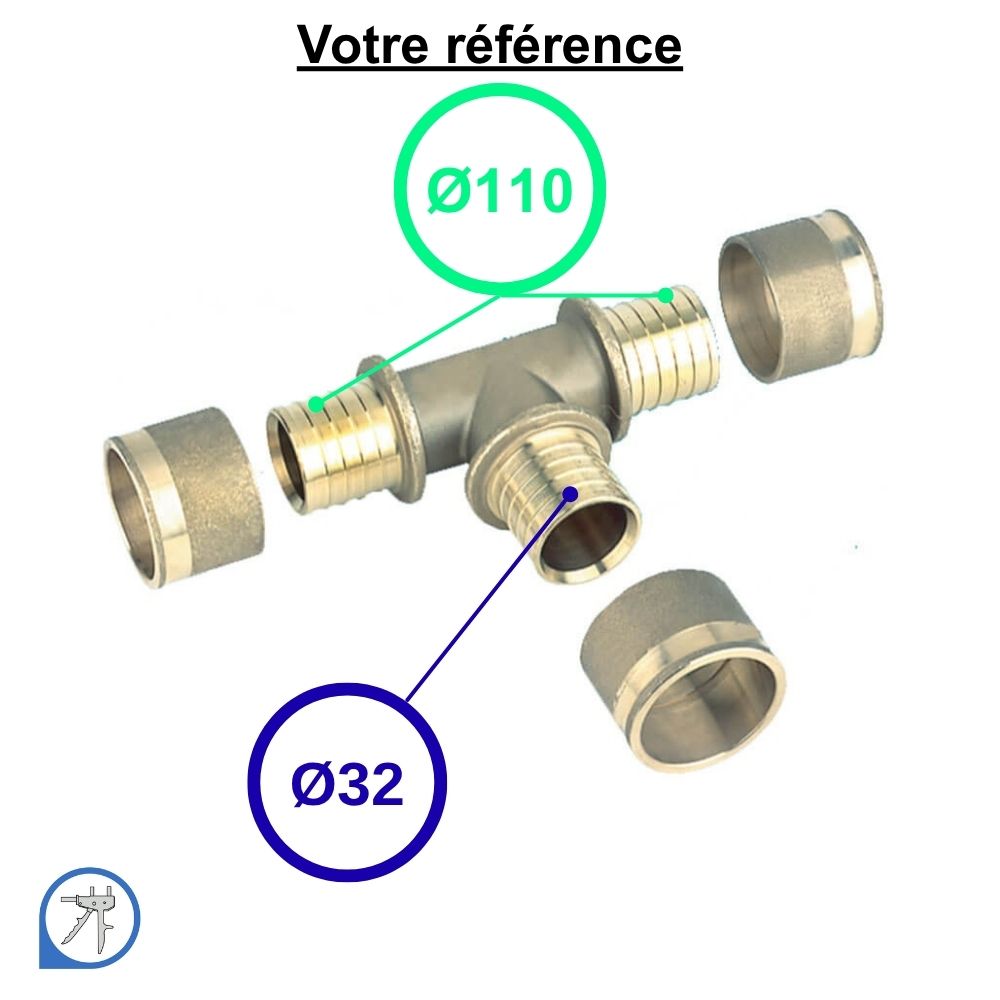 Té réduit PER à glissement Ø110-Ø32-Ø110 - RESOvert