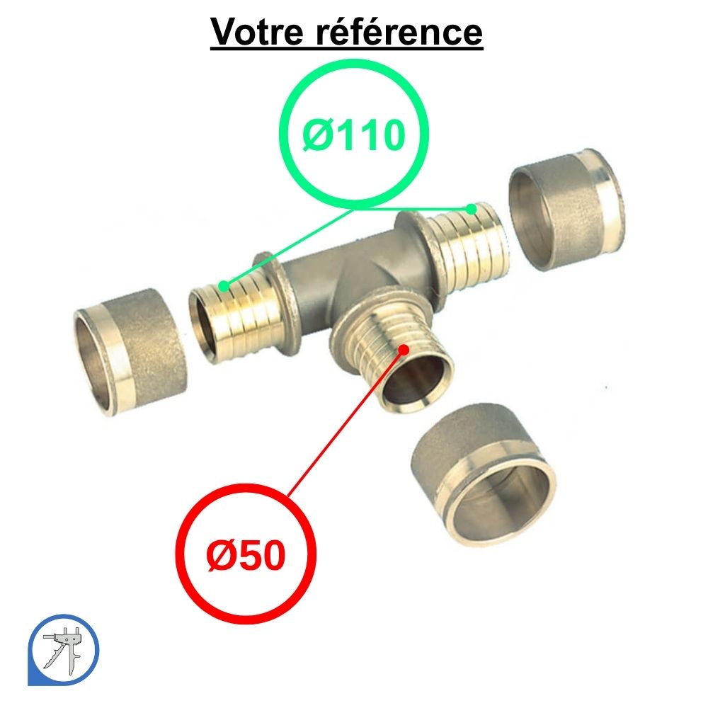 Té réduit PER à glissement Ø110-Ø50-Ø110 - RESOvert